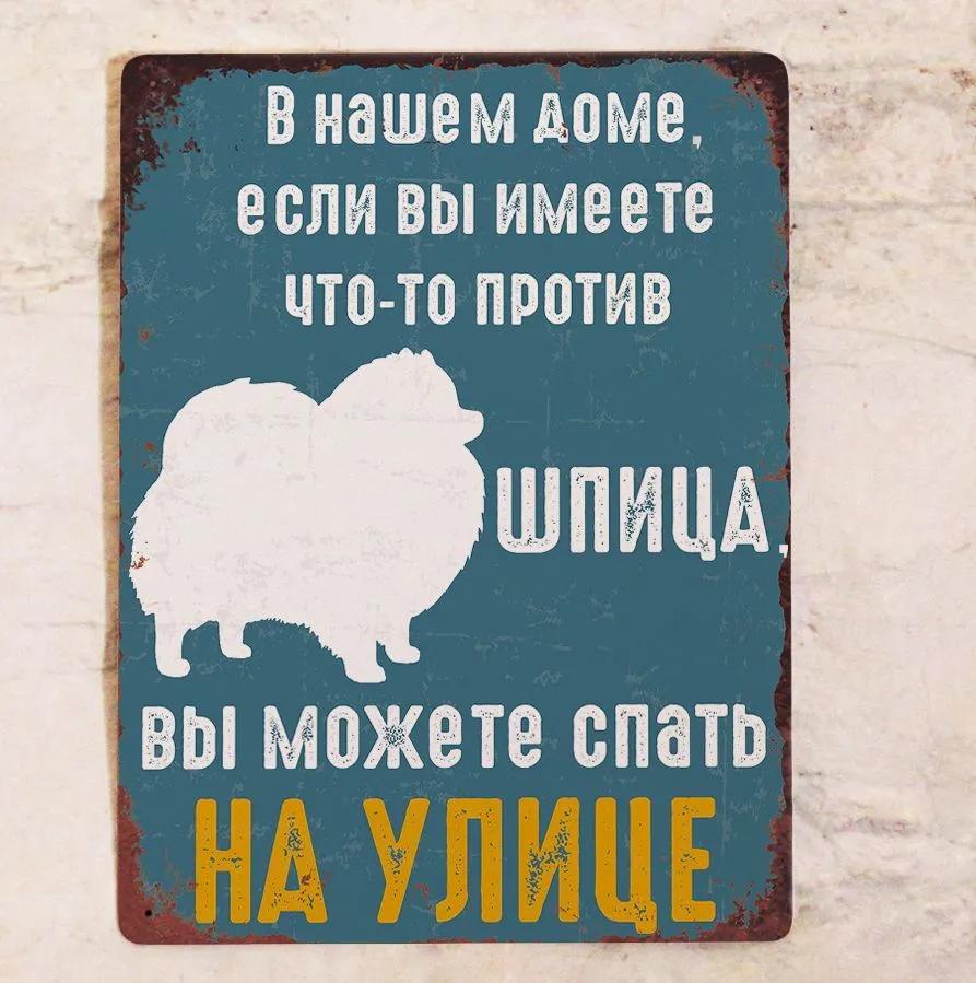 Металлическая табличка «Любитель шпицев» 20x30 см, Смешной подарок для владельца собаки