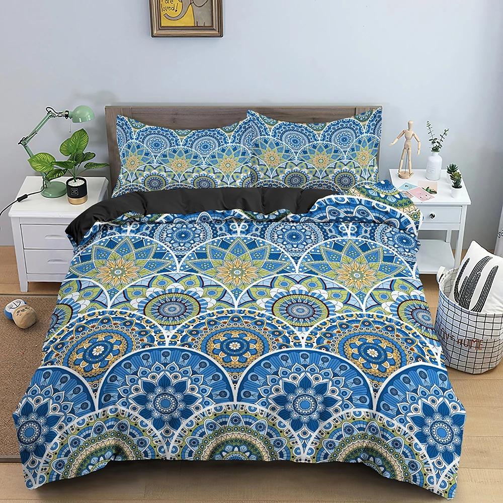 Mandala Duvet Cover Set Bohemian Bedding Set Soft Comforter Cover With 12pcs Pillow Shams Quilt Cover Bedroom King Queen Sizes