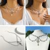 Strawberry Necklace Imitation Pearl Choker Bohemia Layer Crystal Clavicle Chain Delicate Sweet Necklace for Women Girl