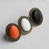 Ring Adjustable Inlaid Alloy Natural Ring for Gem Stone Big Oval Dating