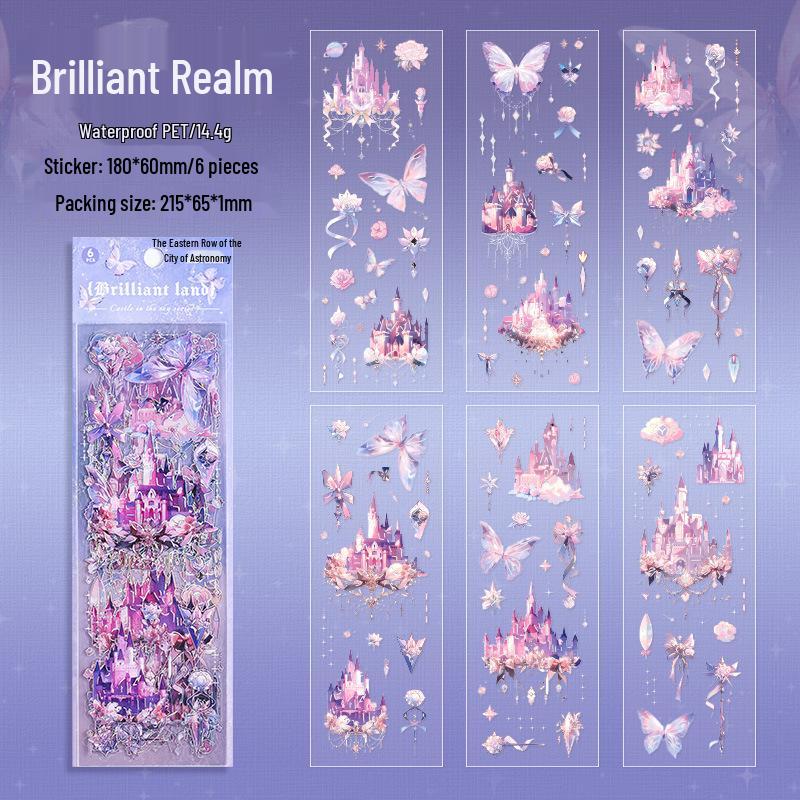 Castle in the Sky Waterproof Laser Stickers: Creative Die-cut Journal and DIY Kids Stickers