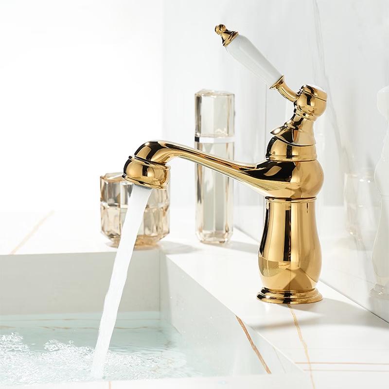 TLXT Luxury Rose Gold Brass Basin Faucet
