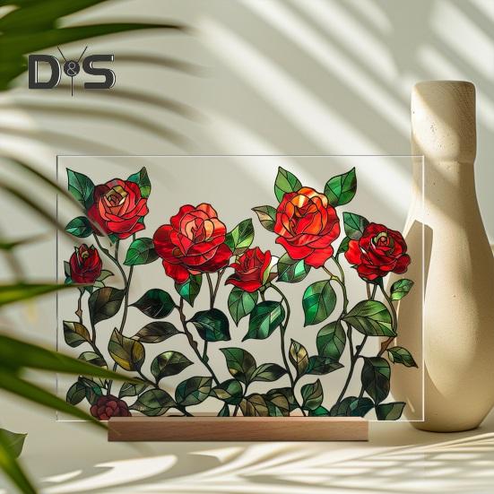 

Акриловый цветочный настольный знак с деревянной подставкой, прочные цветочные растения, центральное украшение для домашнего офиса, украшение для рабочего стола B