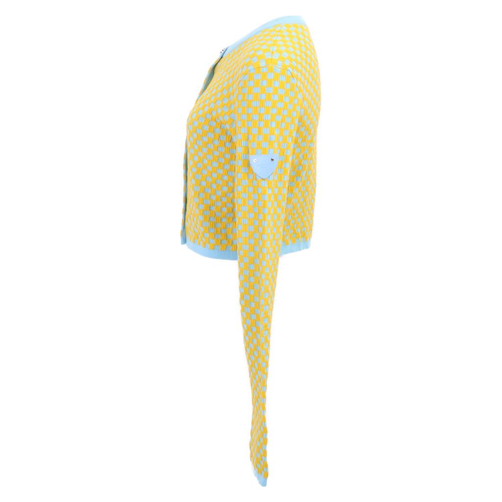 LOUIS VUITTON Checkered knit cardigan for Fall/Winter 2014 Jacket S Yellow x blueUsed