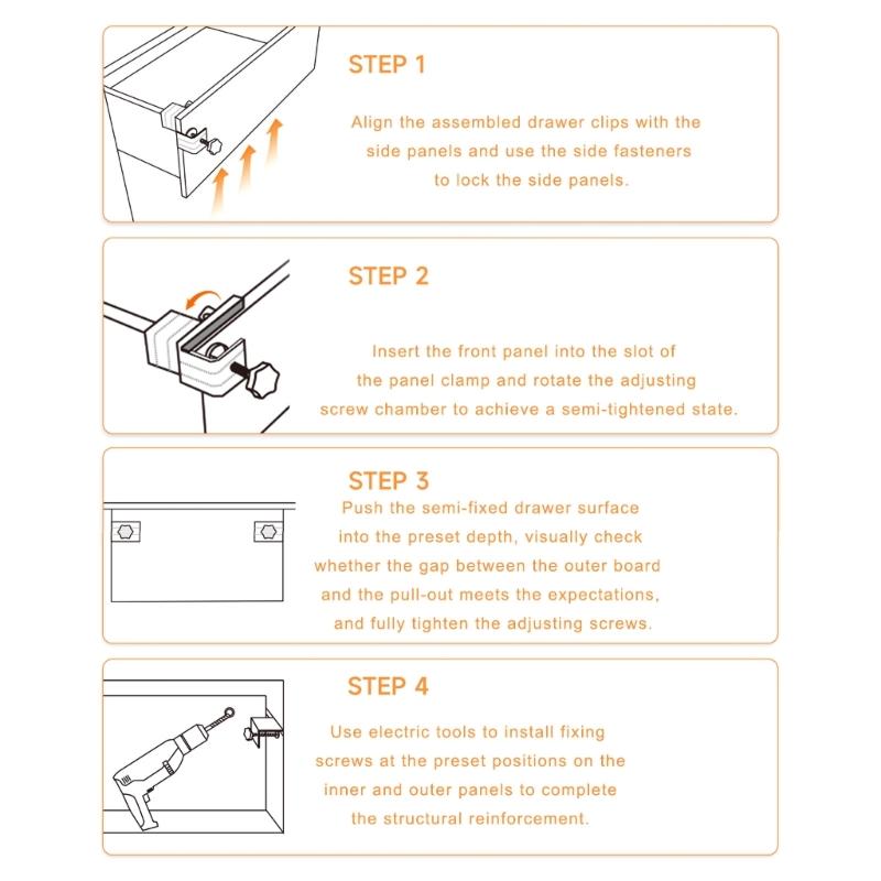 1Pair Drawer Front Panel Installation Clamp Woodworking Fixing Clamp Adjustable Tool For Cabinet Face Frame Alignment