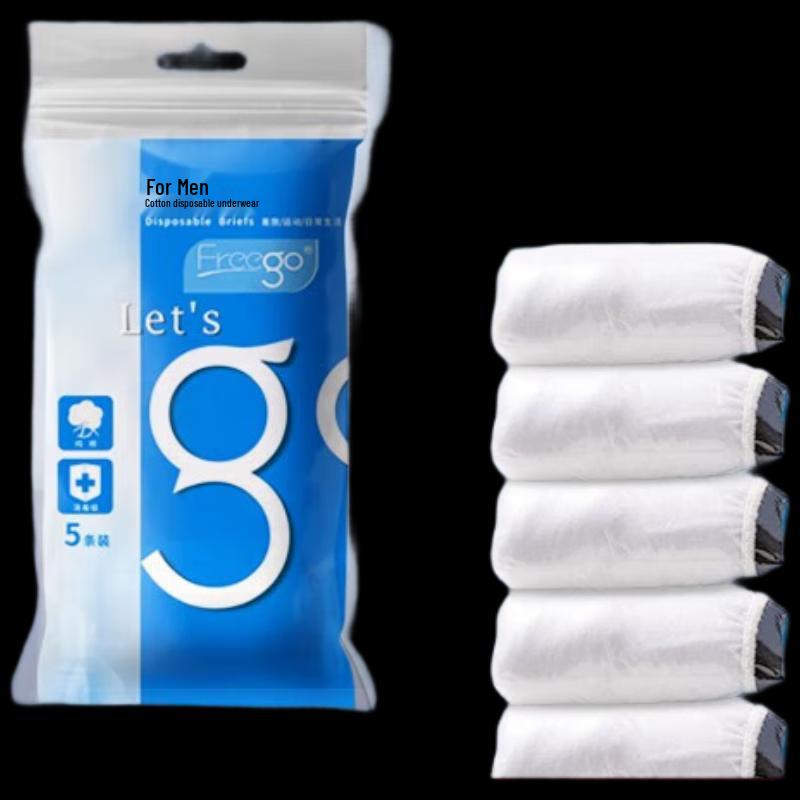 

Freego Men s 5-Pack White Disposable Pure Cotton Briefs L