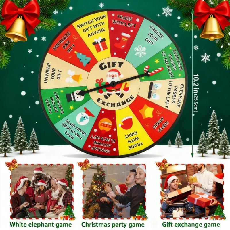 Wood Rotating Wheel for Christmas Gift Exchange with Easy Setups Perfect for Various Party Occasion and Festival Decors