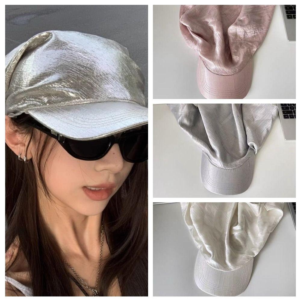 

Satin Sunscreen Beach Hat Y2K Peaked Cap Retro Headscarf Baseball Cap Travel рожевий