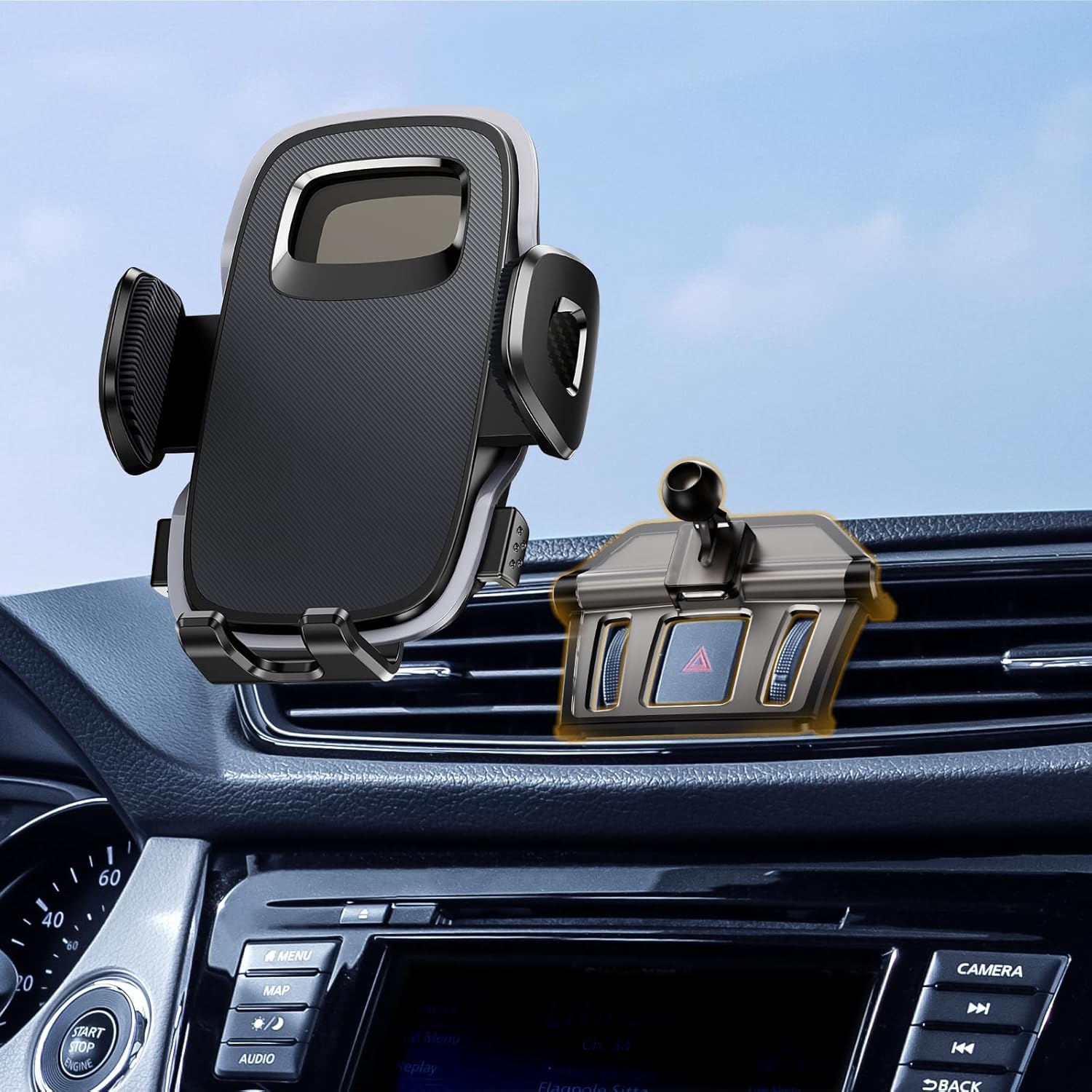 ELOHEI for Nissan Rogue Phone Mount with Custom Base, Car Phone Mount for 2014-2020 Nissan Rogue Accessories, Hands Free Rogue Phone Holder for 4.7-7