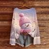 Women's Fashion Christmas Print Lightweight Sweater Casual Long-Sleeve Knit Pullover Top