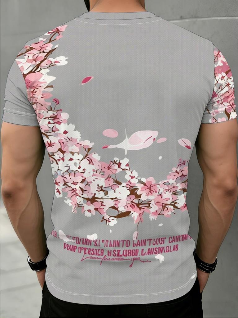 2026 Summer Style V-Neck T-Shirt Street Casual Fashion Comfortable Soft Breathable 3D Flower Pattern Print