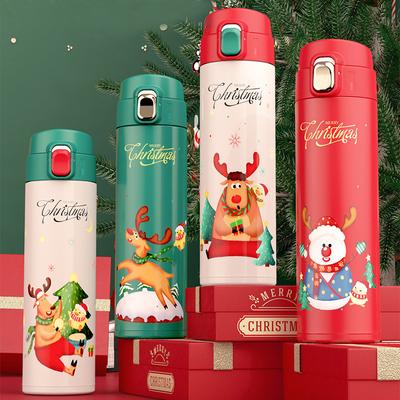 450ml Christmas Thermos Cup For Kids Stainless Steel Water Bottle Thermal Mug Vacuum Flask Elk Thermos Cup Christmas Gift