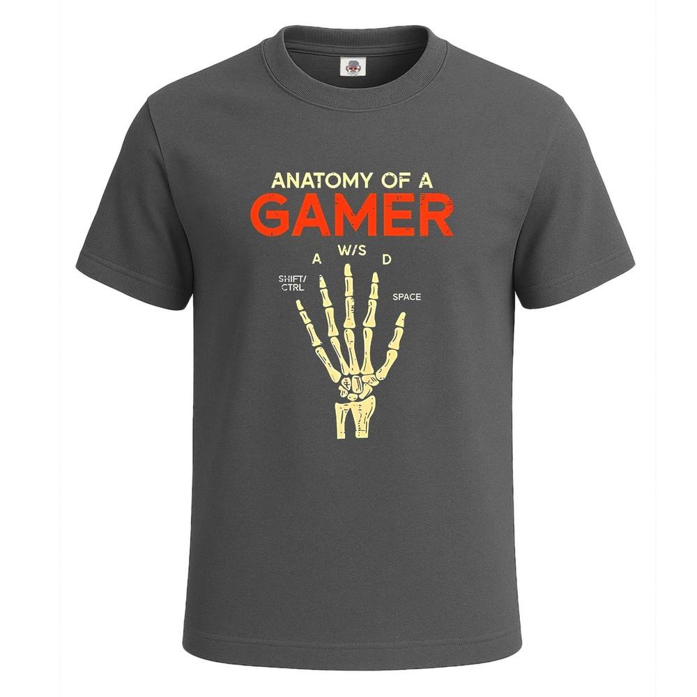 Anatomy of a gamer skeleton hand tshirt funny for mens novelty joke tee top 2XL