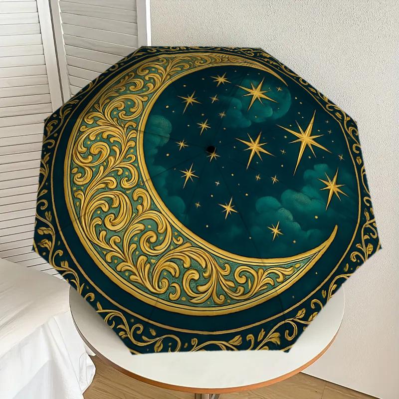 

1pc Celestial Ornament Design Umbrella with Plastic Handle,Suitable for All Seasons Home Travel Outdoor UmbrellaDD1338
