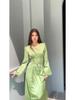 Waist-Cinching V-Neck Long Sleeve Elegant Dress 2024 - Slim-Fitting European & American Style