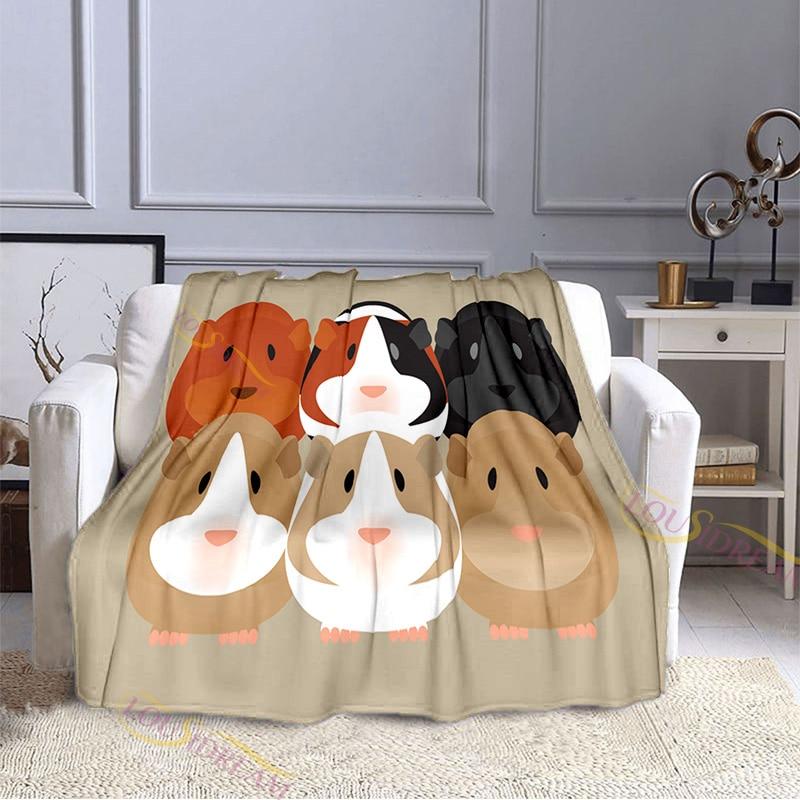 Guinea Pig Cute Animal Print Blanket Flannel Blankets Cartoon Print Sheet Sofa Throw Bedspread Kids Siesta Leisure Coverings