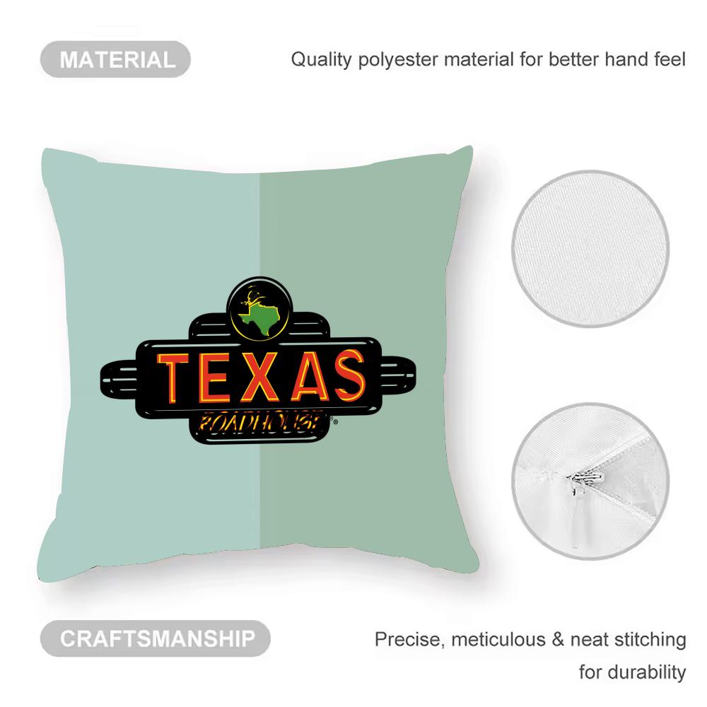 Texas Roadhouse Cushion Cover Anti-dustmite Pillowcase Invisible Zipper Silky Short Plush Sofa Cushion Cover