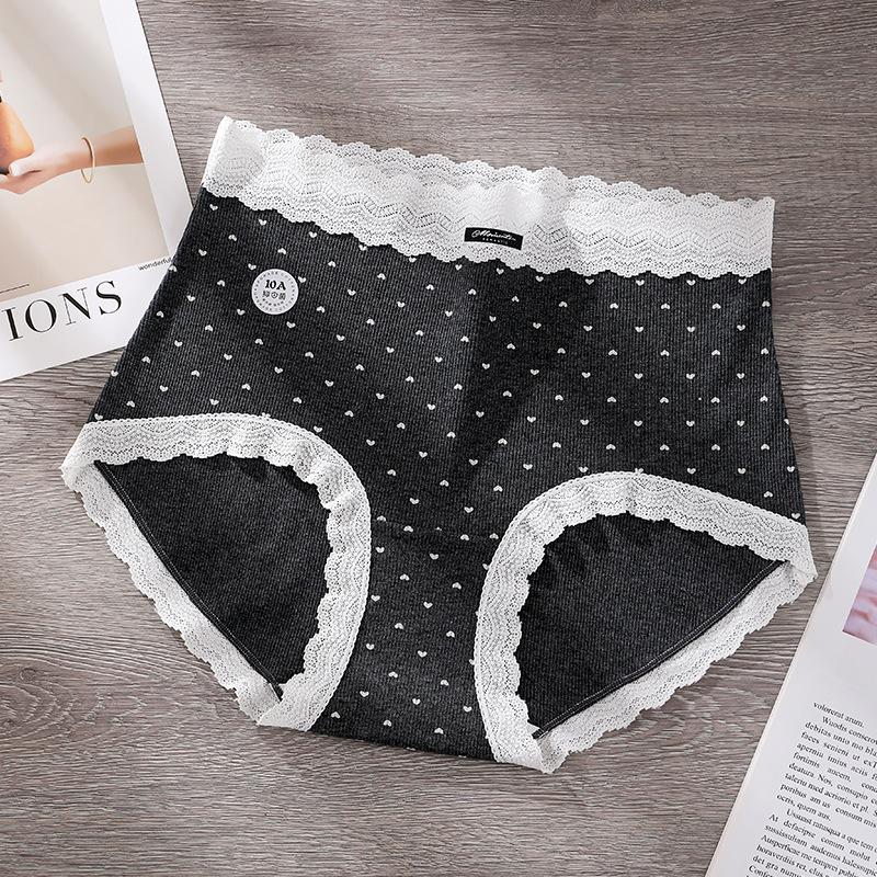 

Большой размер Дама Весна и Осень Милые Сладкие Любовные Принты Высокая талия Кожа Дышащие Трусики 3XL темно серый