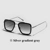 Ruiao  Square Mens Designer Sunglasses Metal Frame Gradient Luxury Shades UV400 Rectangle Pilot Sun Glasses for Men