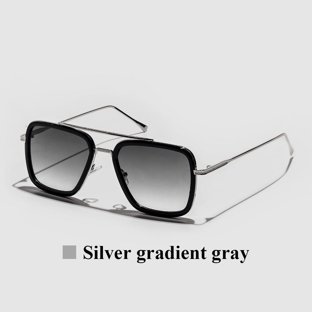 Ruiao Square Mens Designer Sunglasses Metal Frame Gradient Luxury Shades UV400 Rectangle Pilot Sun Glasses for Men