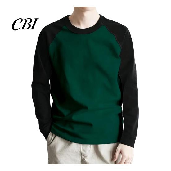Men Raglan Block Shirt Shirt, Long Sleeve Crew Neck T-shirt, Warm Layering Tees for Casual Pullover Base Layer Autumn Winter Regular Fit