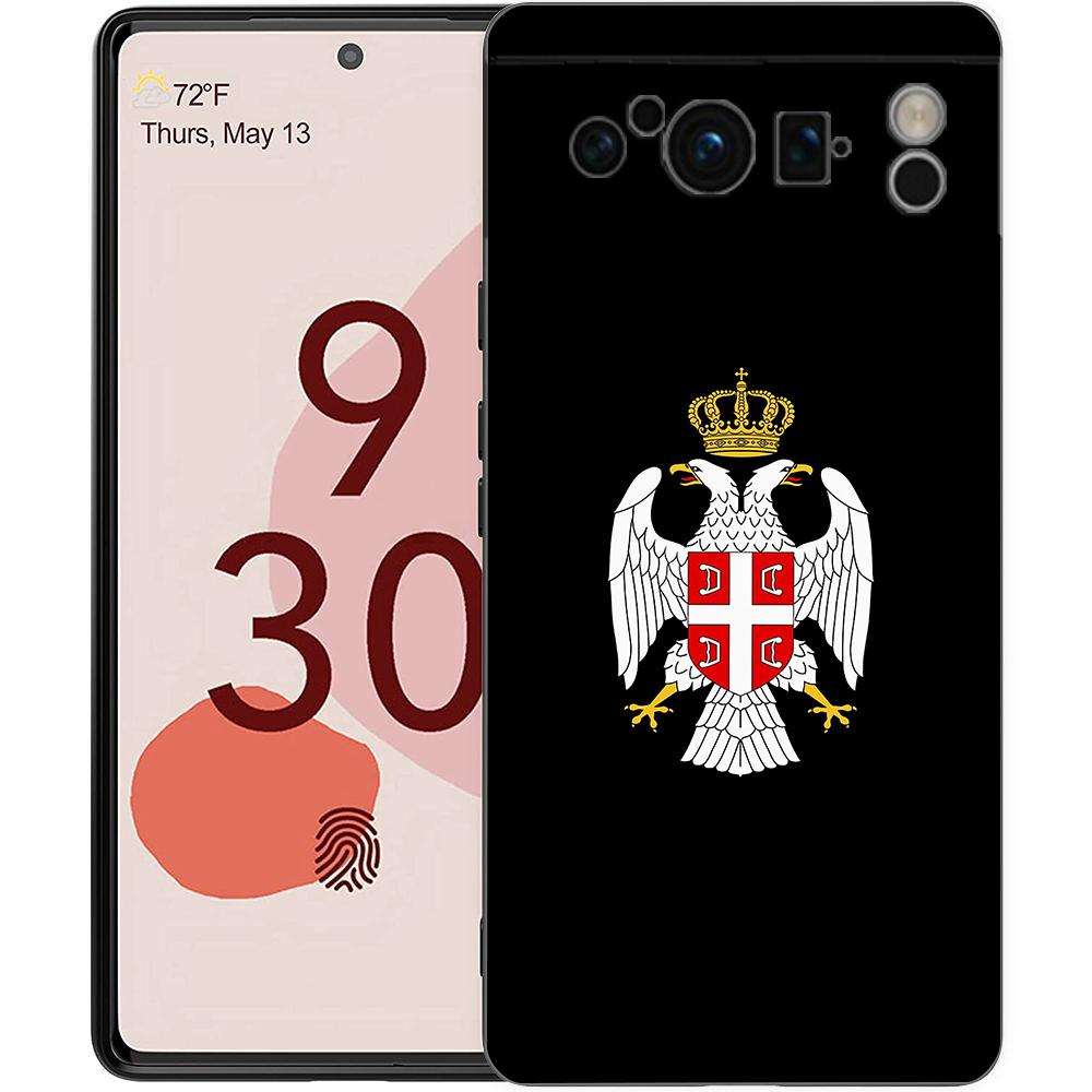 Serbien-Flagge für Google Pixel 8 7 6 Pro 6A 5G, schwarze Handyhülle, weiche, stoßfeste Rückseite, Silikon-TPU-Shell Coque