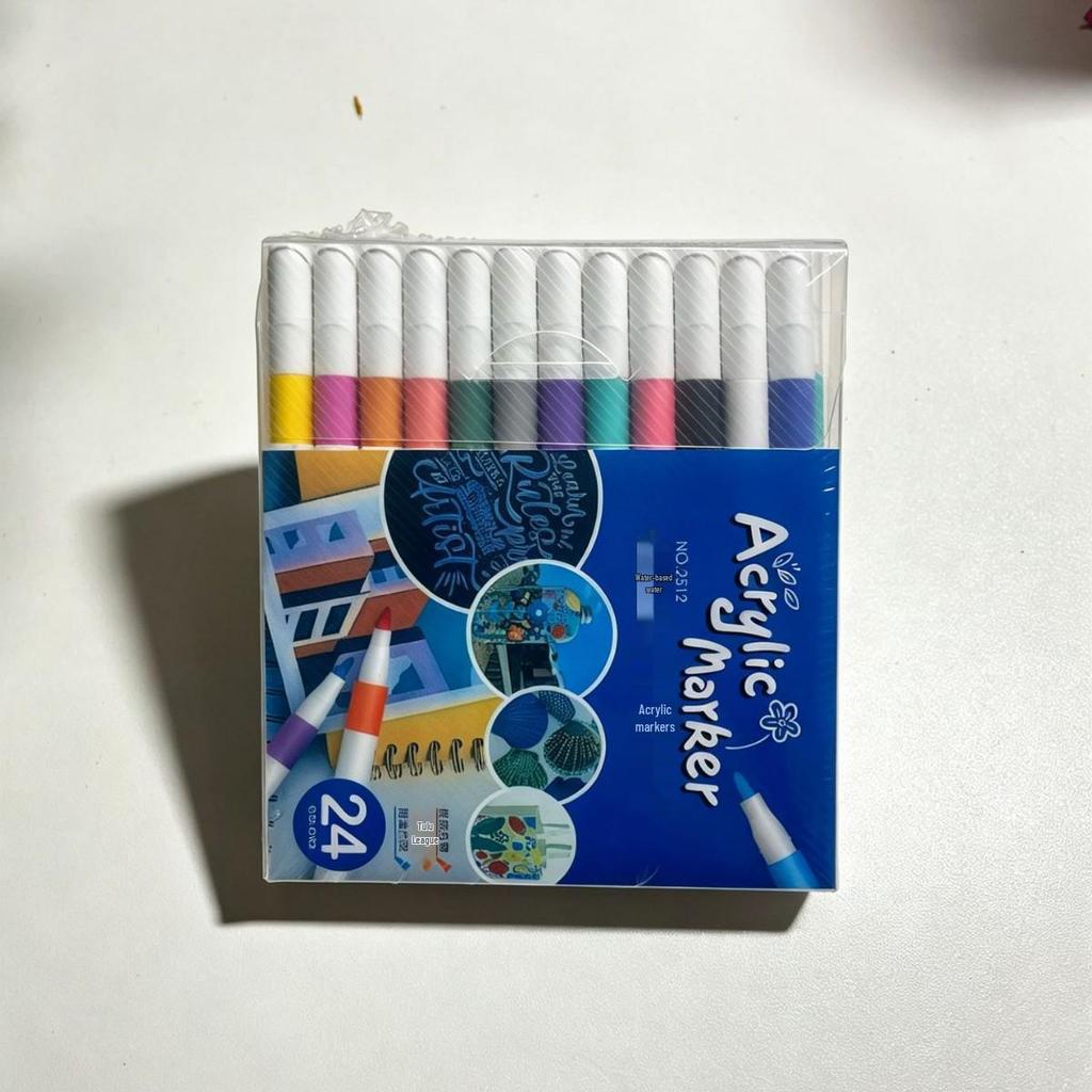 80-Color Acrylic Watercolor Markers Set for Kids - PVC Box with Layerable Graffiti Paintbrushes