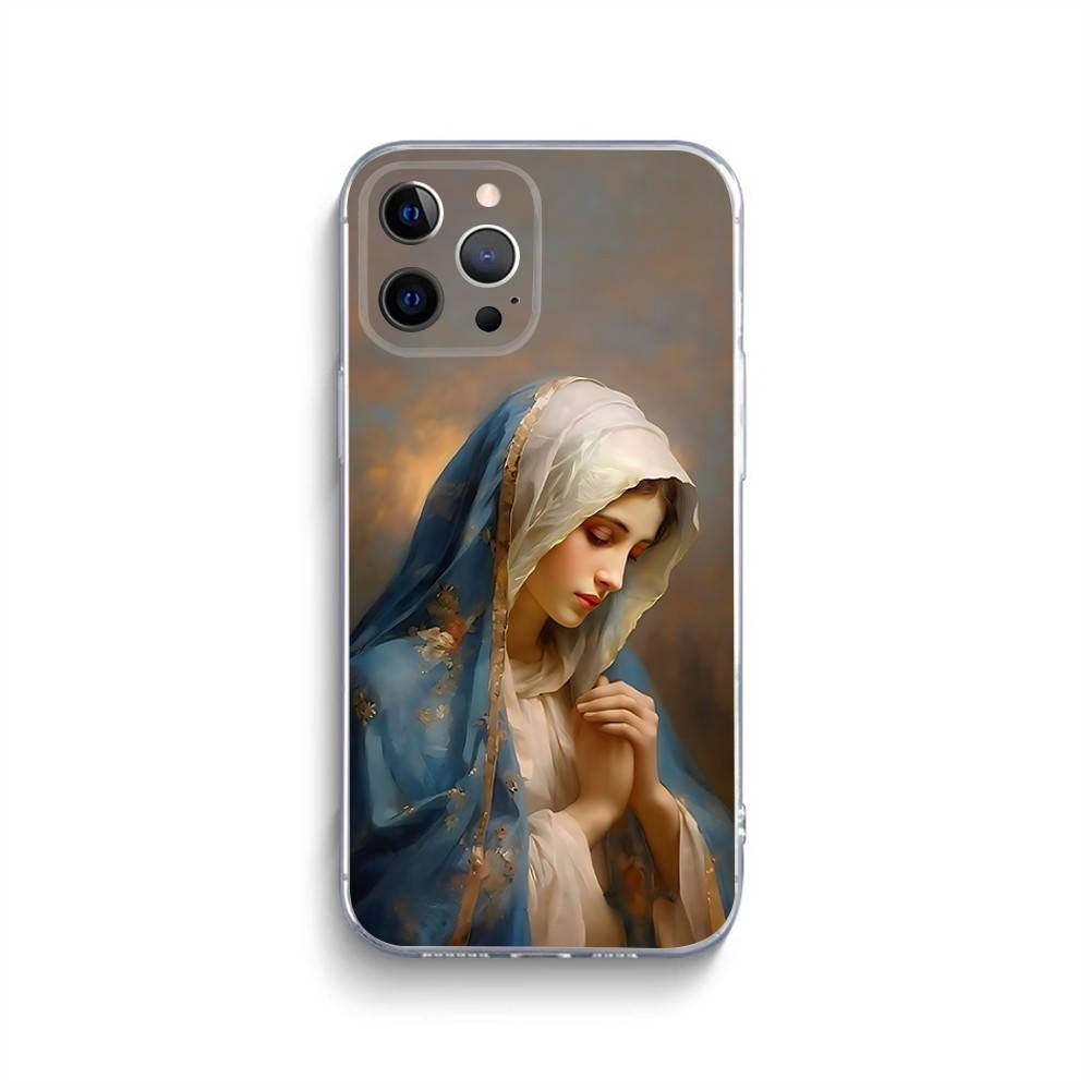 Virgen St.Mary Celestial Mother Phone Case For iPhone 16,15,14,13,12,11 Pro,Max,Plus,X,XS,XR,SE,Mini Transparent Silicone Soft