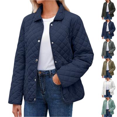 Women's Fashionable Solid Color Long Sleeved Buttoned Pocket Casual Lightweight Cotton Jacket