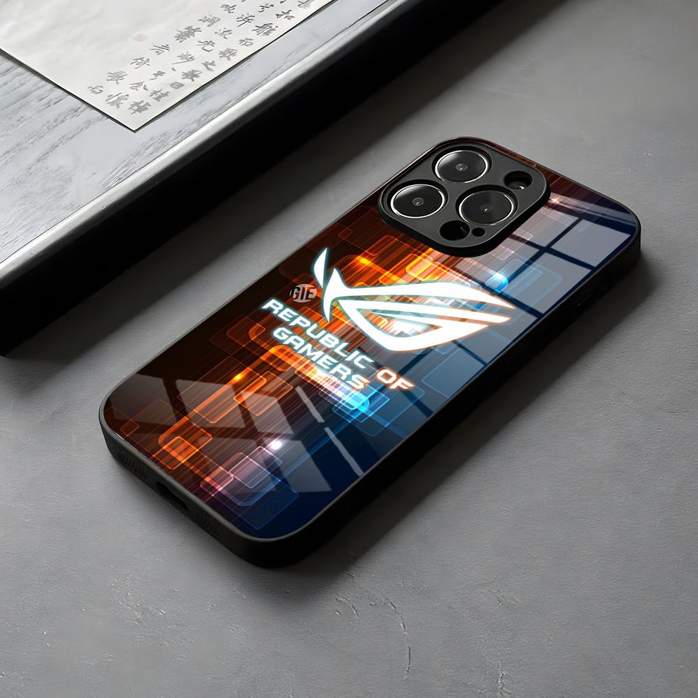 Asus Republic Of Gamers Phone Case Glass For IPhone 16 15 14 Pro Max 13 12 Mini 11 X XS XR 8 Plus For Samsung Camera Protection