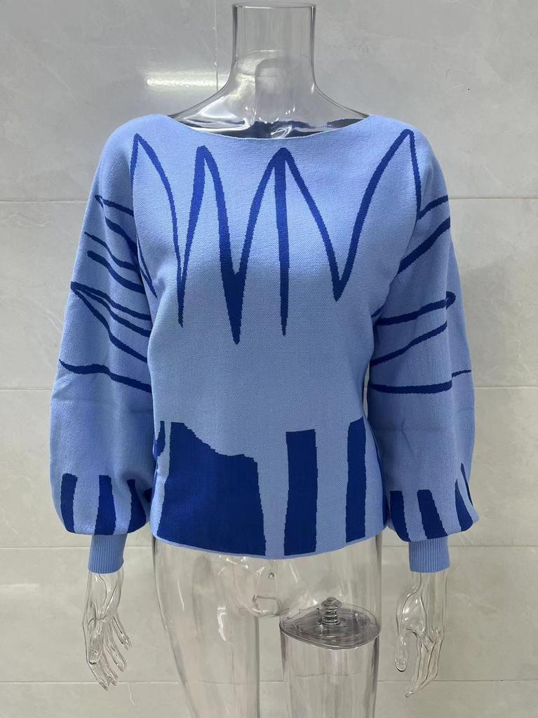 Women's European & American Lantern Sleeve Loose Knit Pullover Sweater