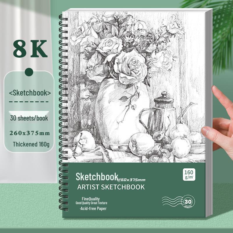 A4 & 8k Student Sketchbook: Thick Hardcover Blank Art & Drawing Book
