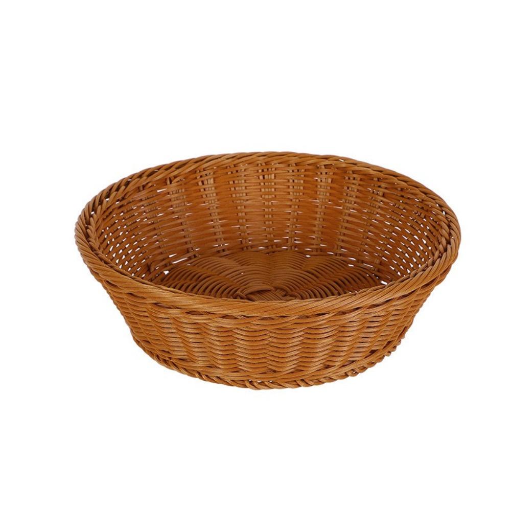 Round Handwoven Fruit Basket Breathable Vegetable Drain Basket Snack Basket Bread Display