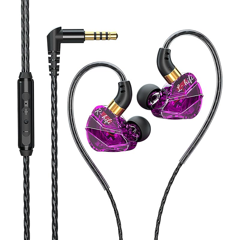 

WHWKOP earphones wired headphones wired earphones wired earphones with microphone gaming earphones earphone microphone With 3.5mm microphone (purple)