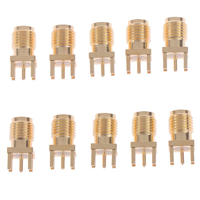 10X 1.6Mm Sma Female Jack Solder Nut Edge Pcb Clip Straight Mount Rf Connector
