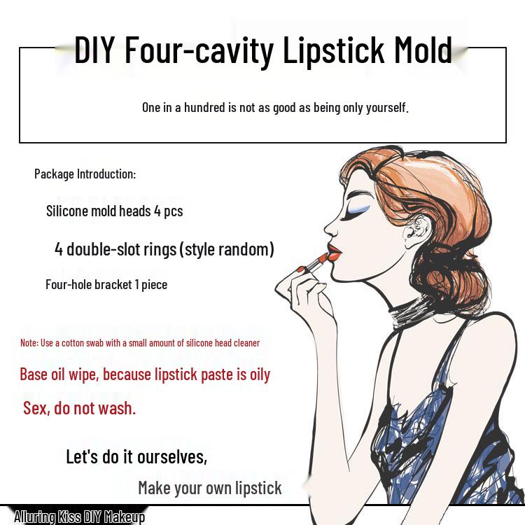 DIY 4-Cavity Lipstick Mold - 12.1mm Diameter, Silicone Pacifier & Chocolate Baking Mold