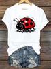Unisex Tshirt Cute Ladybug Sketch Graphic Tee Crew Neck Short Sleeve Cartoon Insect Print Casual Daily Streetwear Top