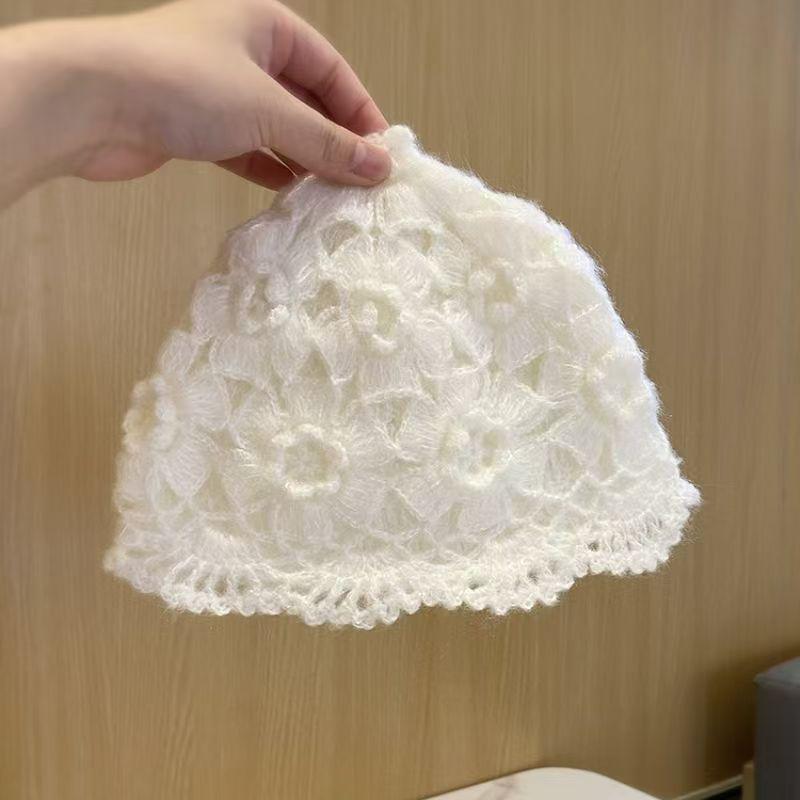 Women's Fashionable Mohair Knit Hat - Japanese Style, Double Layer, Hand-Crocheted with Tassel, Korean Trendy Autumn/Winter Accessory.