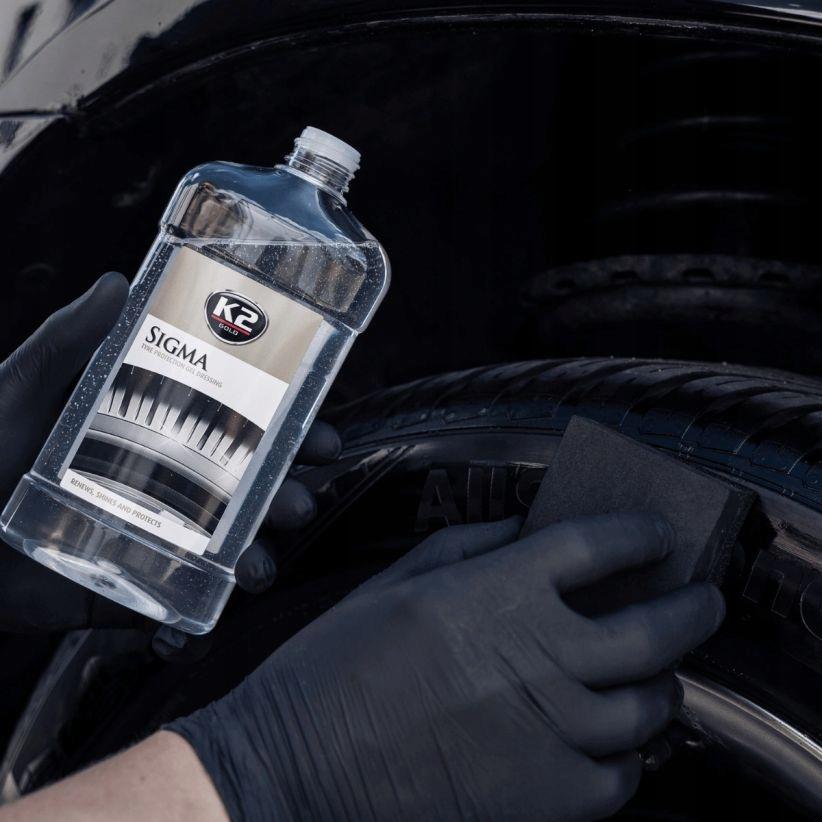 K2 Sigma Żel Płyn Do Nabłyszczania Pielęgnacji Opon Gumy 0,5L + Gąbka