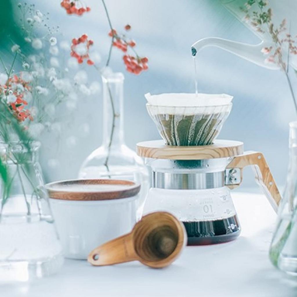HARIO V60 Sklenený Priehľadný Kávový Drip Olivové Drevo 01 Kávový Drip na Šálky Žiaruvzdorný 1-2 VDGR-01-OV