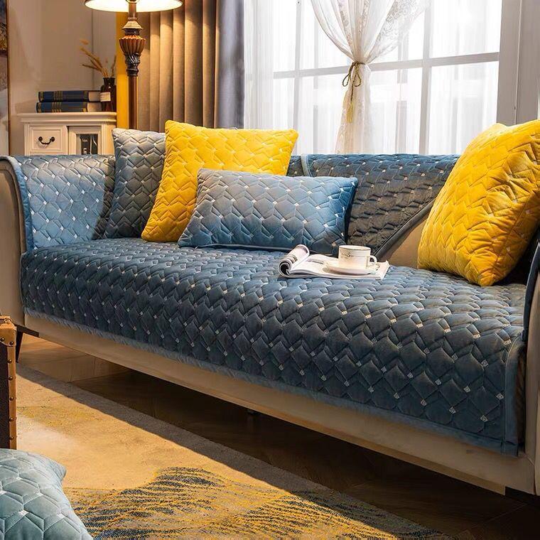 Moderne lys luksus sofa pute stoff massivt tre Sklisikker ensfarge brodert skinn Sofa trekk Pute