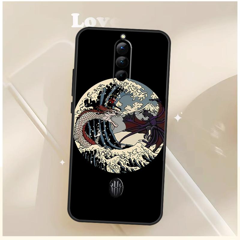 Japanese Wave Anime Dragon Case For ZTE Nubia Red Magic 10S 6S 7S 8S 9S 6 7 Pro For RedMagic 8 9 10 11 Pro Plus Cover