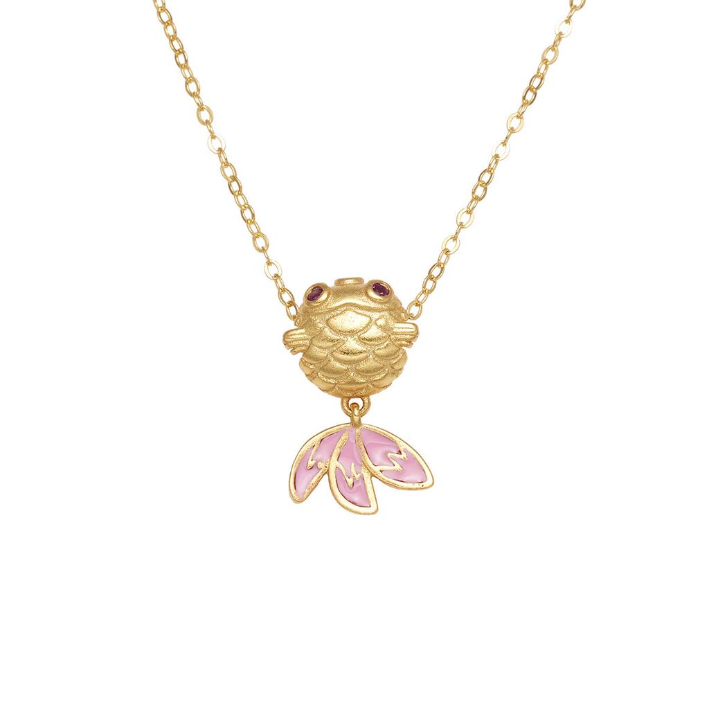 S925 Sterling Silver Bobo Fish Necklace Women's Light Luxury High-end Small Goldfish Koi Pendant Smart Fish Tail