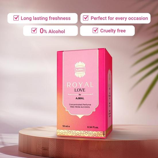 Ajmal Royal Love Attar | Fragrance | Women Non-Alcoholic | Long Lasting Attar for Women - 10 ML