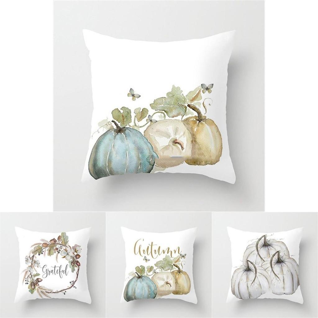 Luxuriöser Kissenbezug mit Aquarell-Kürbis für Halloween- und Thanksgiving-Dekoration