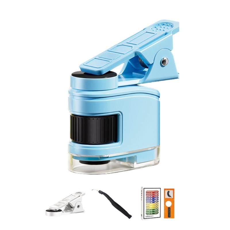 Children Educational Microscope Portable Design with 10X 30X 60X Magnification and Phone Clip for Classroom Learning
