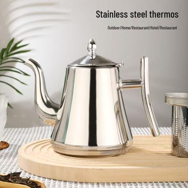Thickened Stainless Steel Teapot with Filter, Universal Flat Bottom Kettle