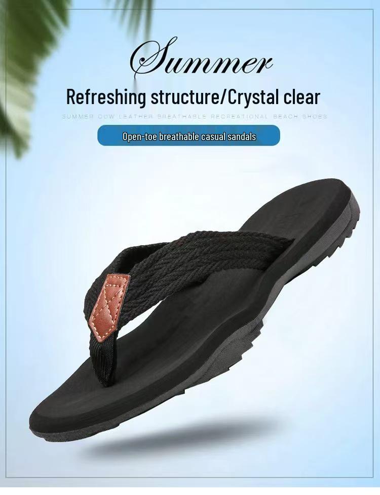 2025 Men's Trendy Non-Slip Summer Flip-Flops: Thick Sole, Cool & Casual Beach Slippers