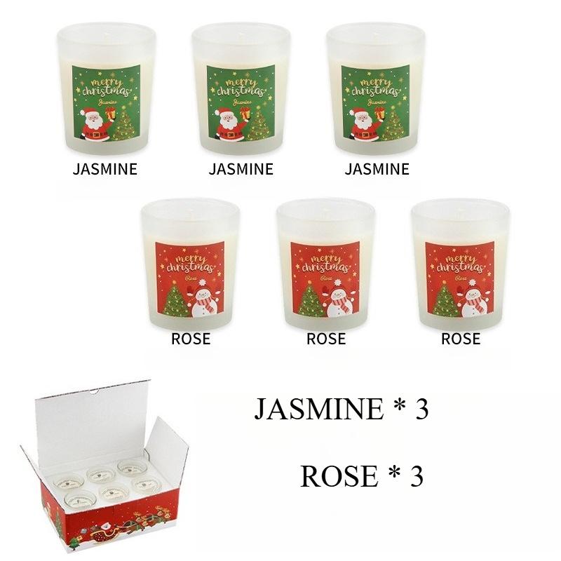 Y 6pcs/box Scented Candles Soy Wax Christmas Lavender Candle Cup Wedding Ceremony Birthday Gift Home Decoration Glass Fragrance