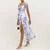 Women S French Style Sleeveless Floral Print Slit Slim Dress